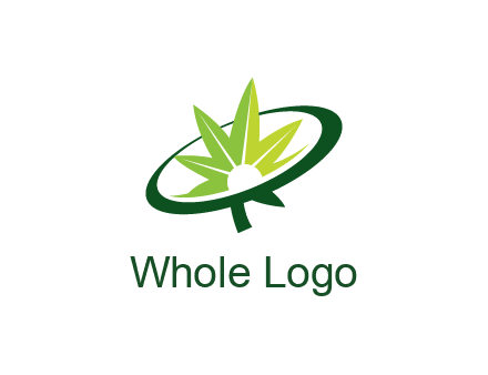 marijuana leaf in swoosh leaf