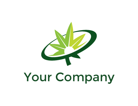 marijuana leaf in swoosh leaf