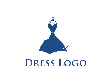 party dress with swooshes hanging on hanger