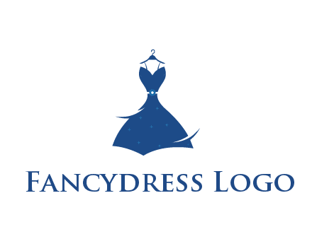 party dress with swooshes hanging on hanger