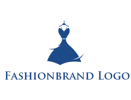 party dress with swooshes hanging on hanger