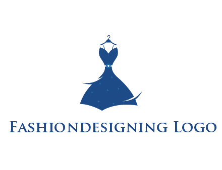 party dress with swooshes hanging on hanger