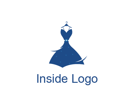 party dress with swooshes hanging on hanger