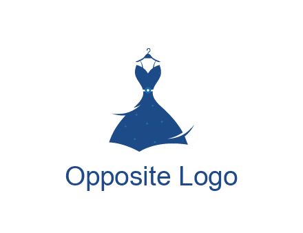 party dress with swooshes hanging on hanger