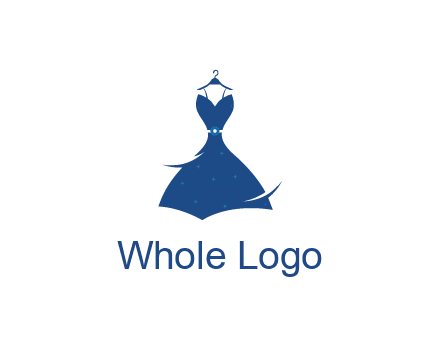 party dress with swooshes hanging on hanger