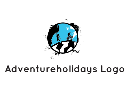 mountain biking and climber in circle
