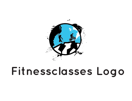 mountain biking and climber in circle