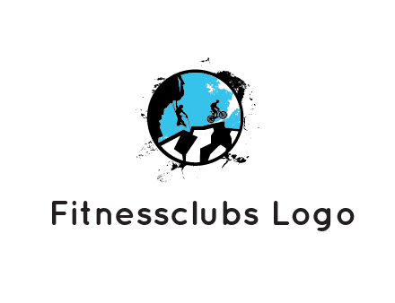 mountain biking and climber in circle