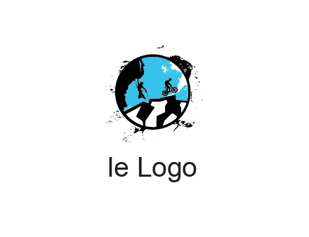 mountain biking and climber in circle