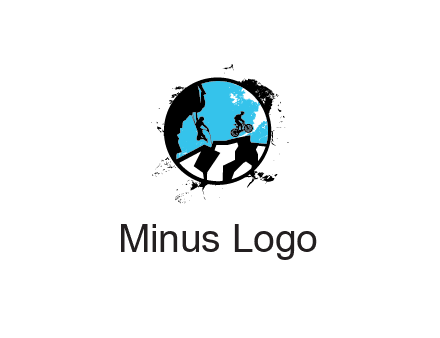 mountain biking and climber in circle