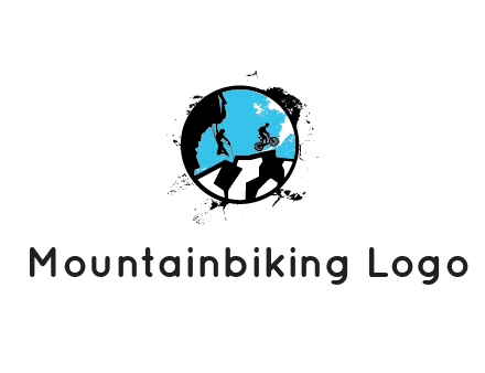mountain biking and climber in circle