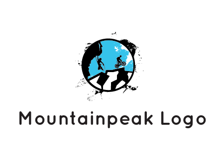 mountain biking and climber in circle
