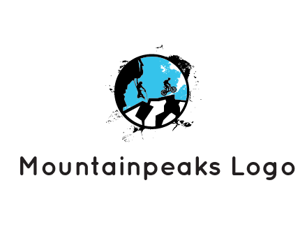 mountain biking and climber in circle