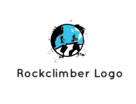 mountain biking and climber in circle