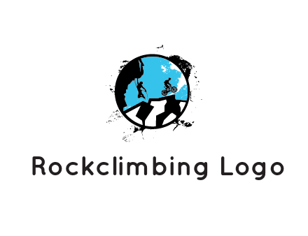 mountain biking and climber in circle