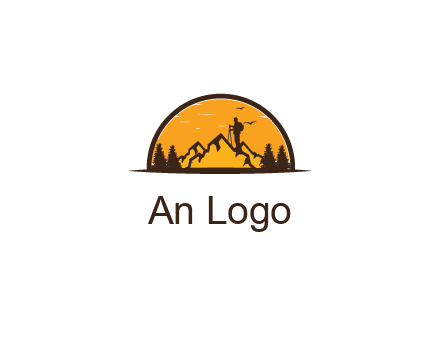 camper standing on the mountain in half circle