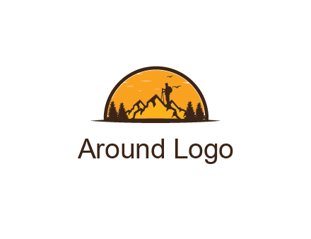 camper standing on the mountain in half circle