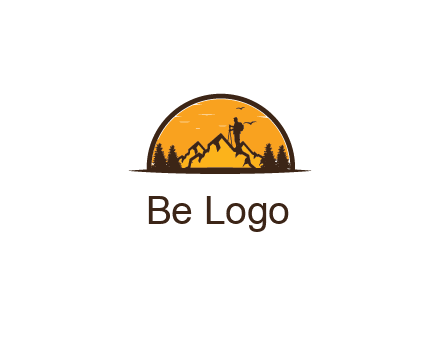camper standing on the mountain in half circle