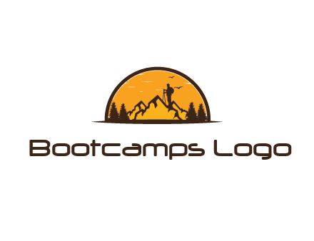 camper standing on the mountain in half circle
