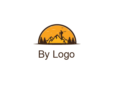 camper standing on the mountain in half circle