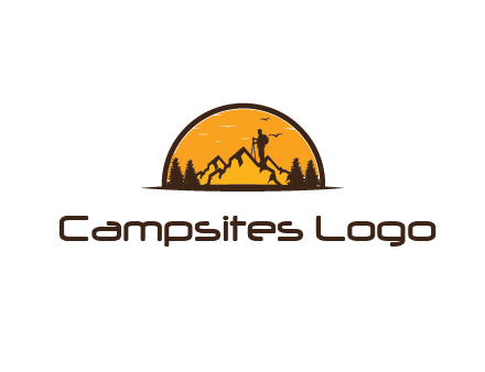 camper standing on the mountain in half circle