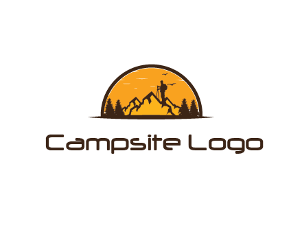 camper standing on the mountain in half circle