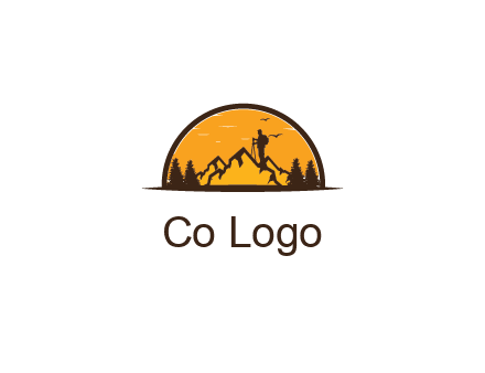 camper standing on the mountain in half circle