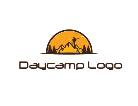 camper standing on the mountain in half circle