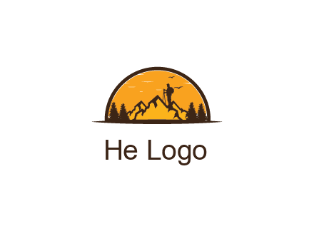camper standing on the mountain in half circle