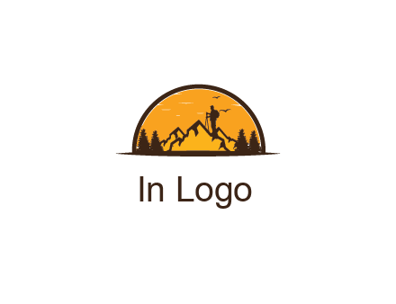 camper standing on the mountain in half circle