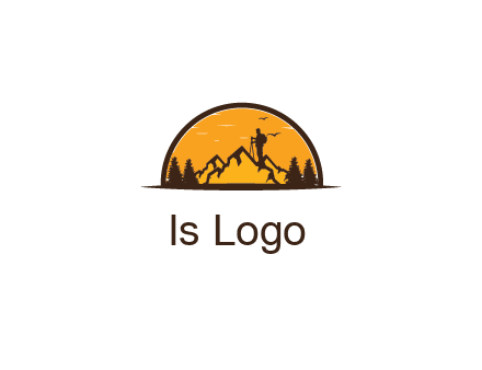 camper standing on the mountain in half circle