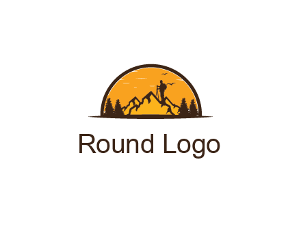 camper standing on the mountain in half circle