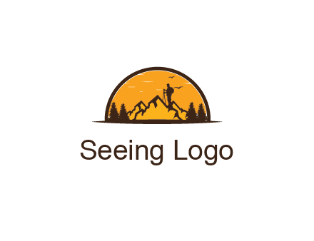 camper standing on the mountain in half circle