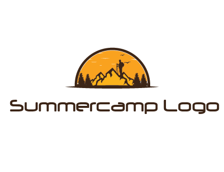 camper standing on the mountain in half circle