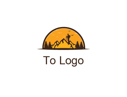 camper standing on the mountain in half circle