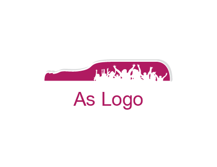 crowd dancing inside wine bottle symbol
