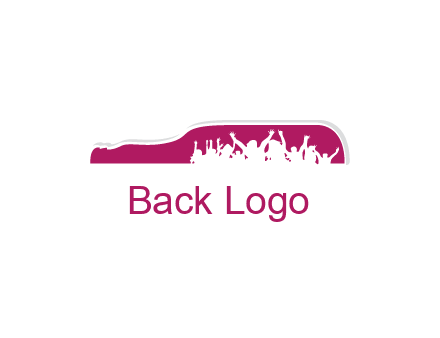 crowd dancing inside wine bottle symbol