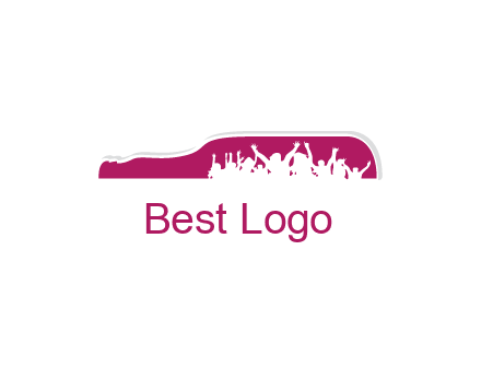 crowd dancing inside wine bottle symbol