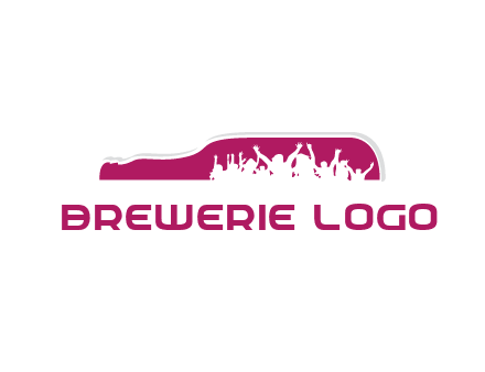 crowd dancing inside wine bottle symbol