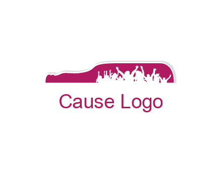 crowd dancing inside wine bottle symbol