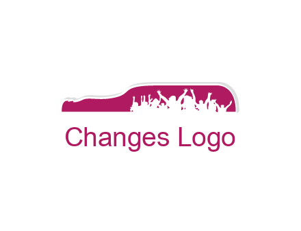 crowd dancing inside wine bottle symbol