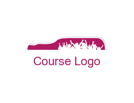 crowd dancing inside wine bottle symbol