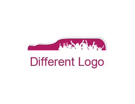 crowd dancing inside wine bottle symbol