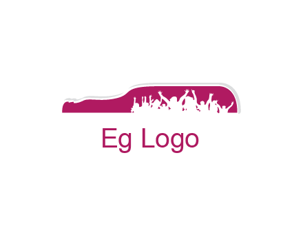 crowd dancing inside wine bottle symbol