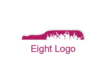 crowd dancing inside wine bottle symbol