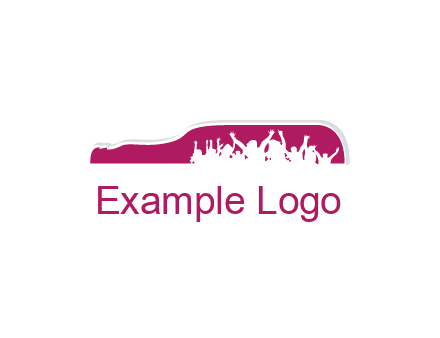 crowd dancing inside wine bottle symbol