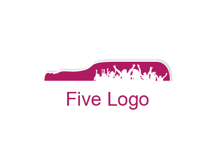 crowd dancing inside wine bottle symbol