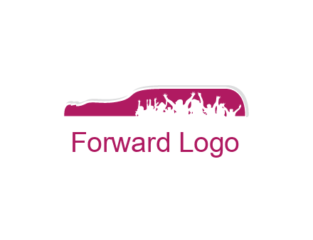 crowd dancing inside wine bottle symbol