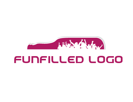 crowd dancing inside wine bottle symbol