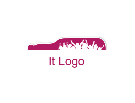 crowd dancing inside wine bottle symbol